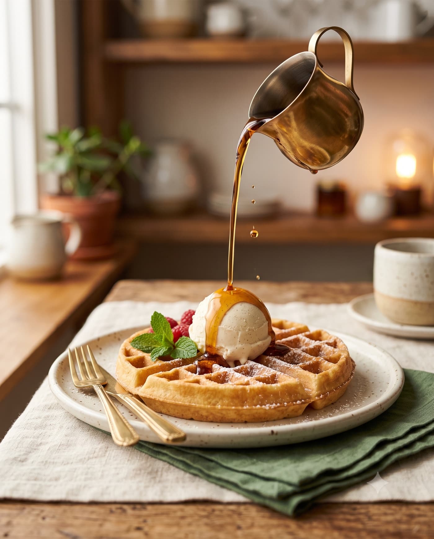 Fresh-pressed waffles